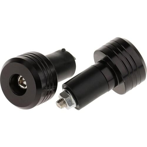 2pc Moto Handlebar Aluminum 7/8'' Grips Bar End Cap Plug Slider -Black