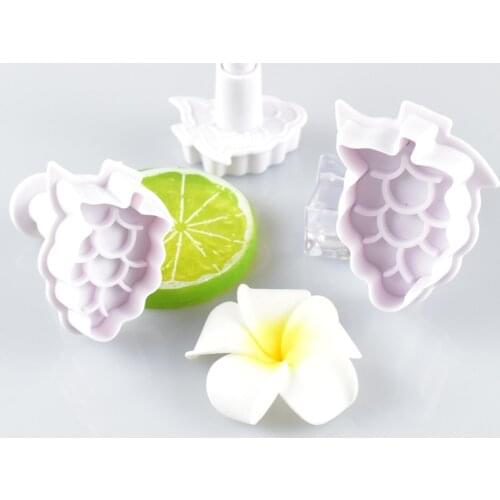 3PCS Grape Plunger Cookie Cutters Sugarcraft Cake Decorating Tools DIY Cookie Molds Stamper Baking Accessories For kitchen