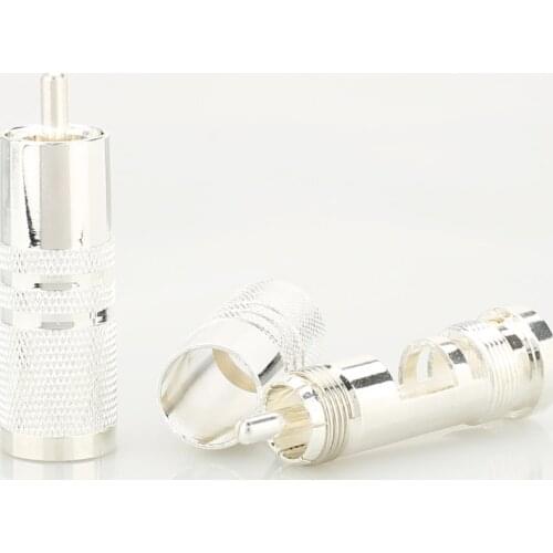 4Pieces High Quality Caradas style Silver Plated RCA Male Plug HIFI DIY AUDIO RCA Connector