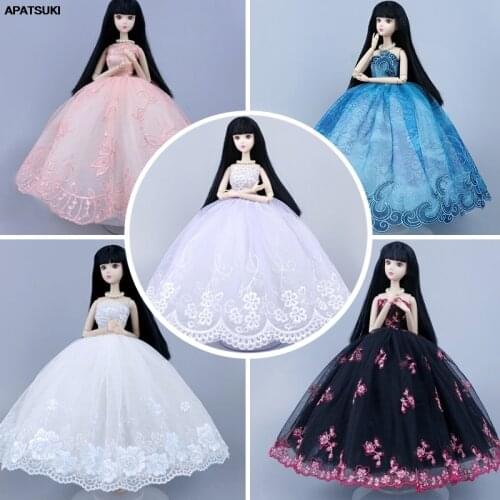 5pcs/lot Handmade Wedding Dresses For Barbie Doll Clothes Party Dress Gown Outfits 1/6 Dollhouse Accessories Kids Toys DIY