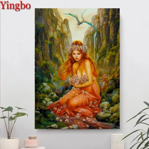 5D Diamond Painting Mountain Flower Fairy Girl Diy Full Square Rhinestone Diamond Embroidery Cross Stitch Mosaic Handmade Gift