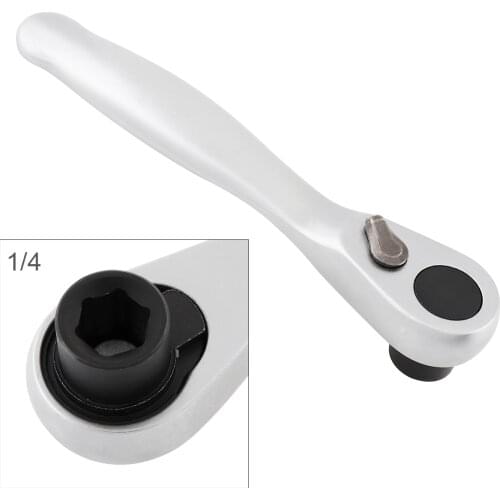 72 Gear Mini Portable Quick Adjustable Two-way Socket Sleeve Wrench 1/4 Inch Bits Sleeve and Curved Handle for Vehicle Bicycle