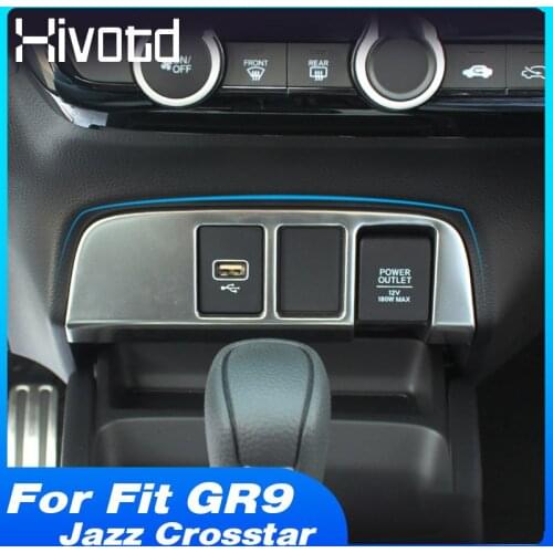 Hivotd Central Control USB Panel Trim Phone Charger Cover Styling Interior Car Accessories For Honda Fit GR9 Jazz Crosstar 2021