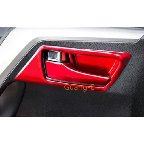 Car Cover Stick Trim ABS Chrome Door Inner Built Handle Bowl Armrest Frame Lamp 4pcs For Toyota RAV4 2016 2017 2018