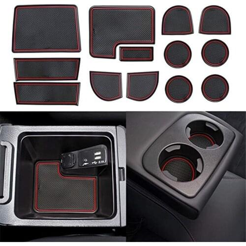 Bolaxin Non-Slip Anti-dust Custom Fit Cup, Door, Console Liner Accessories for Subaru WRX 2015-2020-13 pcs Set (Red