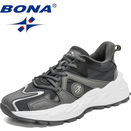 BONA 2021 New Designers Action Leather Mesh Jogging Running Shoes Men Athletic Footwear Mansculino Zapatillas Deportivas Hombre