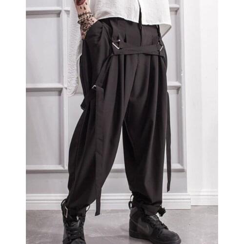 Mens trousers spring and autumn slacks small leg pants adjustable boot pants mens slacks large black British style