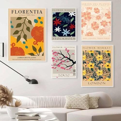 Flower Market London Tokyo Minimalist Wall Art Canvas Painting Nordic Posters And Prints Wall Picture For Living Room Home Decor