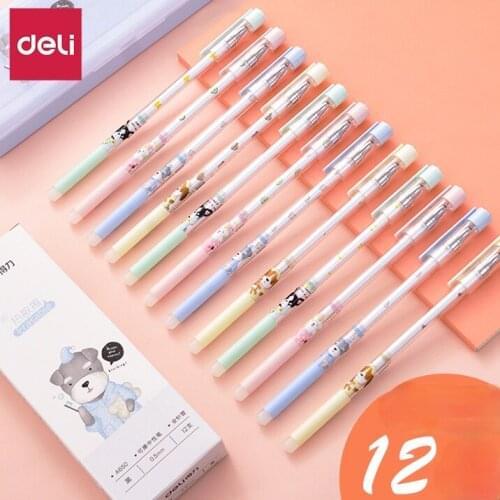 Deli Erasable Neutral Pen for Primary School Students 0.5mm Thermal Erasable Cute Creative Cartoon Fresh Water Pen