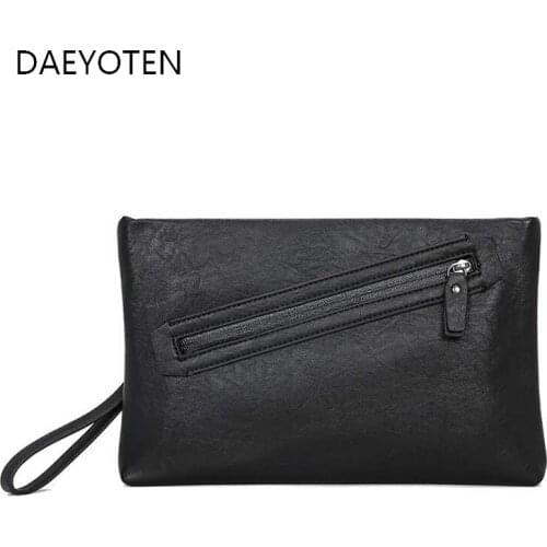 DAEYOTEN Business Men Clutch Bag Soft Leather Messenger Bag Casual Handbags Zipper Phone Pouch Sac A Main Free Shipping ZM0965
