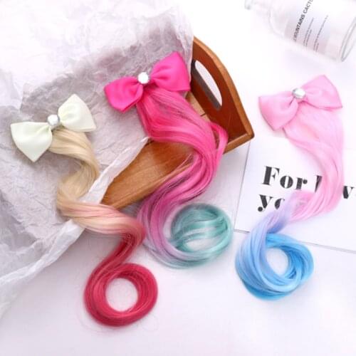Child Bow Crystal Elastic Hair Band Rubber Band Hair Accessories Kids Wig Headband Girls Twist Braid Rope Headdress Princess Toy