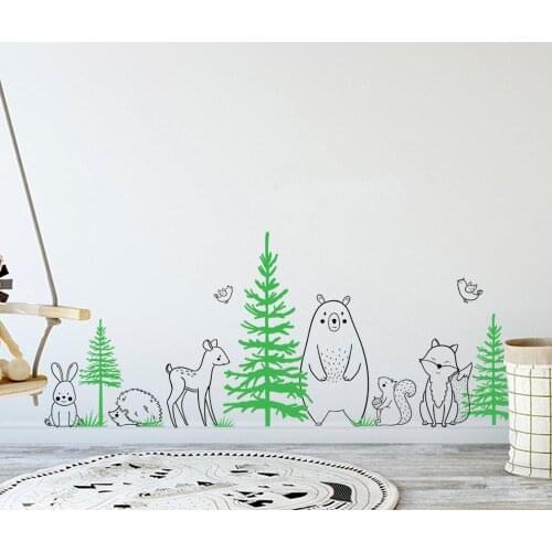 DIY Self-sticking Forest Woodland Wall Decal For Baby Nursery Bedroom Wall Decor Cute Tree Animal Vinyl Wall Stickers LC1646