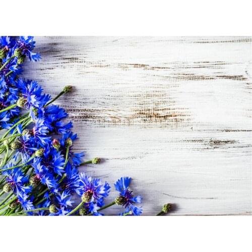 Planks Backdrop Dark Blue Flower and White Board Photography Background Holiday Celebration Photo Booth Studio Decor