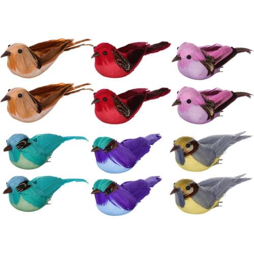 Fake Bird Simulation Feather Birds Artificial Simulation Bird Feather Bird 12PCS Garden Decor Decoration Garden Artificial Bird