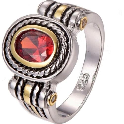 Newest Garnet 925 sterling silver Fashion Charm Ring Size 5 6 7 8 9 F1310