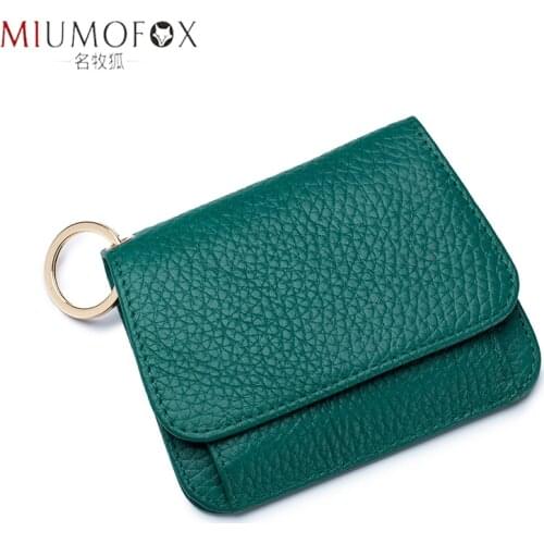 Full-Grain Leather Short Wallet Womens Fashion Designer Credit Card Holder Hasp Coin Purses Cow Leather Ladies Wallets 2020 New