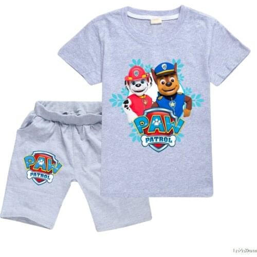 Boys and Girls Suit Anime Paw Patrol Cartoon Girls Shirt T-shirt Short-sleeved Shorts Summer Suit Sports Suit Clothes