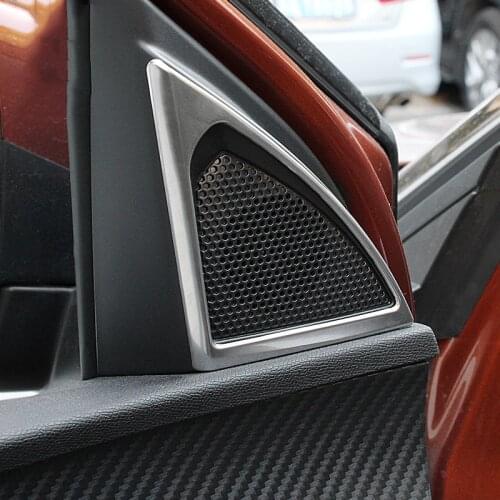 Interior Matte Chrome Speaker Cover For Peugeot 3008 5008 2017 2018 A Pillar Trims Door Decoration