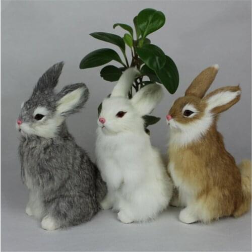 Mini Realistic Cute White Plush Rabbits Fur Lifelike Animal Easter Bunny Simulation Rabbit Toy Model Birthday