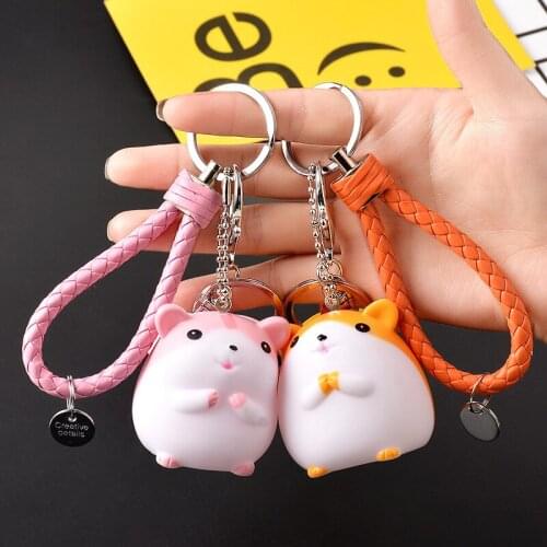Fashion Creative Car Key Chain Women Cartoon Cute Little Mouse Bell Key Ring Sound Bag Pendant Doll Machine Girl Gift Jewelry