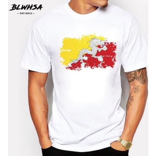BLWHSA Bhutan Flag Men T shirts Summer Fashion Short Sleeve Nostalgia Style T-shirts For Men Fitness Design Tshirt