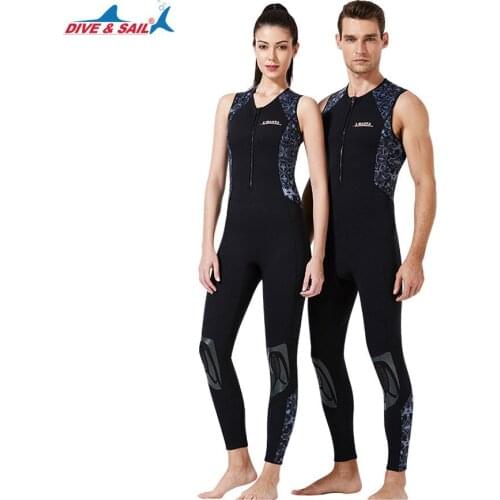 Mens Womens Sleeveless One-Piece Swimsuit Surf Suit,3mm Neoprene Wetsuit Scuba Diving Snorkeling Vest w/ Long Legs Front Zip