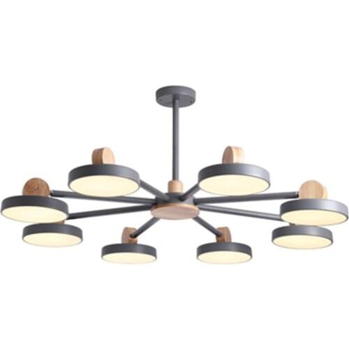Nordic Chandelier Iron wood LED Chandeliers Macaron Ceiling Chandelier Lighting Living Room Bedroom Light Fixture Hanging Lamp