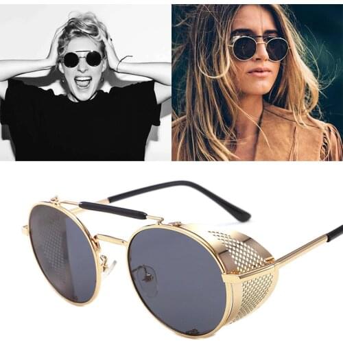 2021 NEW Round Steampunk Sunglasses Men Women Fashion Metal Glasses Brand Design Vintage Sunglasses High Quality UV400 Gafas