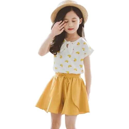 Clothes For Girls Banana Print T-shirts & Shorts 2 Pcs Girl Clothes Short Sleeve Girls Clothing Set Casual Summer Suit For Girls
