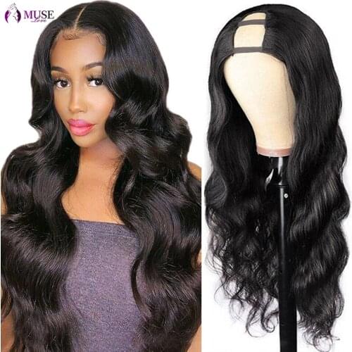 MUSE LOVE Burmese Body Wave U Part Wigs 180% Body Wave Human Hair Wigs Full Machine Made U Part Wig 2x4 Clip In Body Wave Wigs