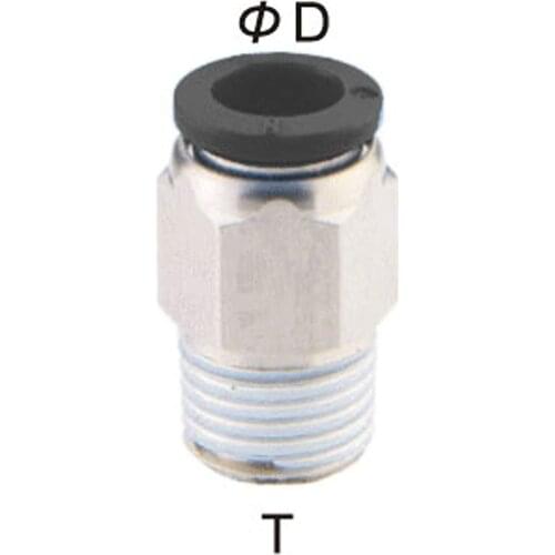 PC-1/4-N2 Push to Connect Tube Fitting, Male Straight - 1/4" Tube OD x 1/4" NPT Thread (Pack of 10)