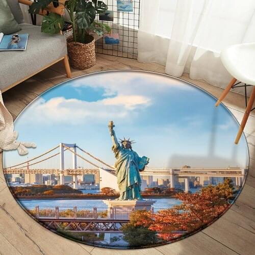 Landscape 3D Printed Living Room Decor Carpet American Style Statue Of Liberty Carpets Flannel Anti-slip Rug Area Bedroom Mat