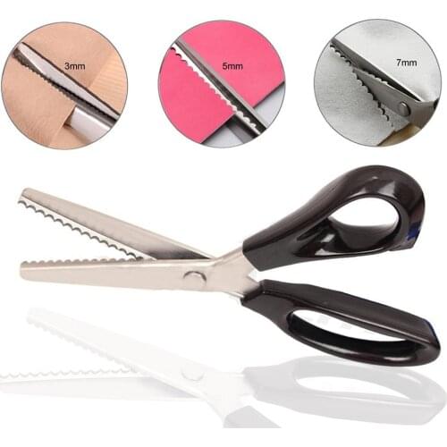 Stainless Steel Handled Professional Dressmaking Sewing Scissors Zig Zag Fabric Craft Scissors