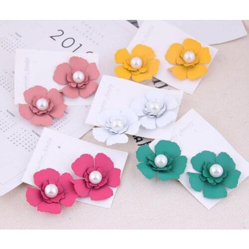 Stud Earrings Metal Temperament Flowers Exaggerated Pastoral Style Fashion Stud Earrings For Women Earing Earings Jewelry M87