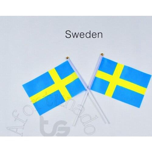 Sweden 14*21cm flag Banner hand waving National flag Home Decoration flag banner