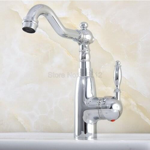 Chrome Brass Kitchen Faucet Single Hole Single Lever Sink Mixer Tap Swivel Spout Bathroom Basin Water Tap tsf828