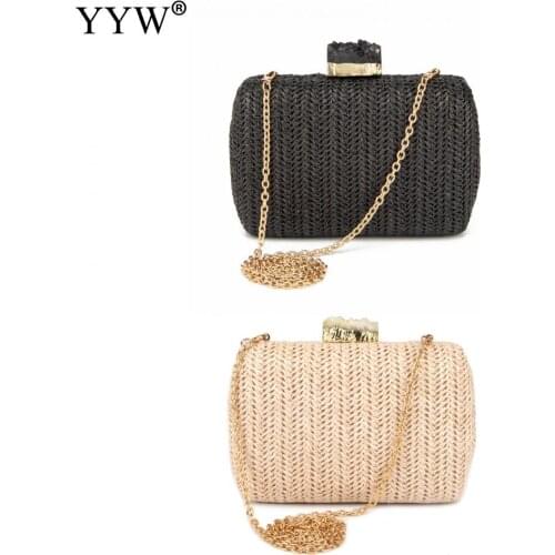New Straw Women Luxury Purse Clutch Bags Chain Crossbody Bag Ladys Handbag Purse Party Bags Fashion Shoulder Bag Concise Clutch