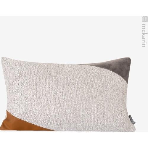 Light luxury model room orange gray stitching pillow sofa pillow living room waist pillow home decoration cushion pillowcase