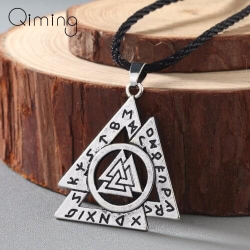Triangle Men Rune Necklace Women fashion Jewelry Norse Valknut Runes Pendant Symbol of Viking God Odin Asatru Women Necklaces