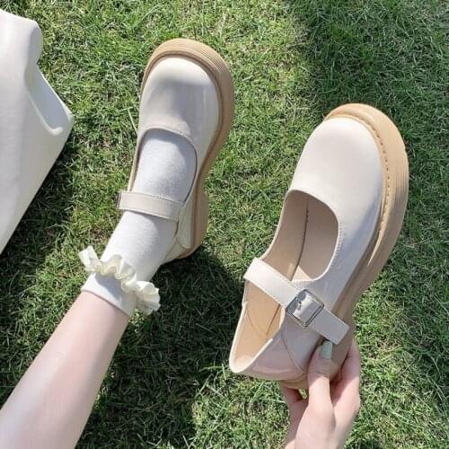 Girls Lolita Shoes Mary Janes Patent Leather Shoes Female Retro British Style Jk Platform Woman Flats Round Toe Ladies Shoes