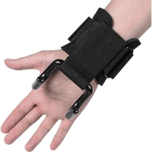 Weight Lifting Training Gym Fitness Hook Grips Straps Gloves Wrist Support Lift Black