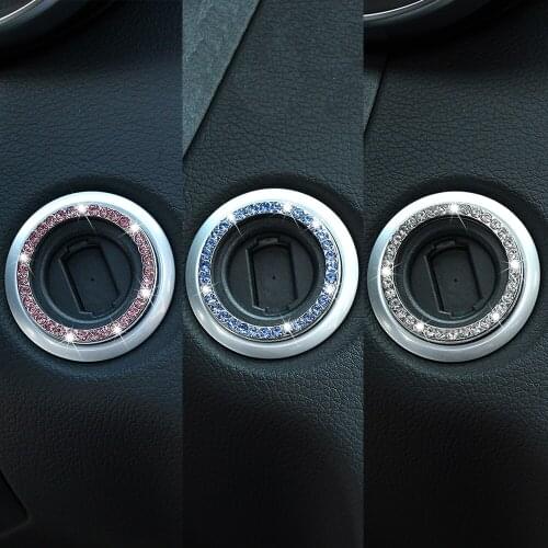 Car SUV Bling Decorative Accessories Automobiles Start Switch Button Decorative Diamond Rhinestone Ring