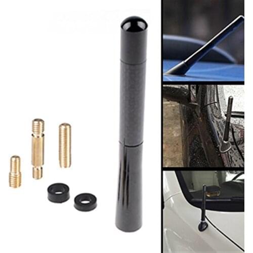 Universal 5 Inch 120mm Black Antenna Carbon Fiber Printer Short-on Car Radio AM/FM Aerial + Adapter