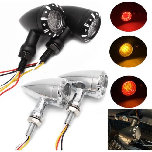 Universal 4 wire 12v Blinker running brake Bullet LED Brake Turn Signal Light Indicator Lamp Motorcycle for Harley Honda