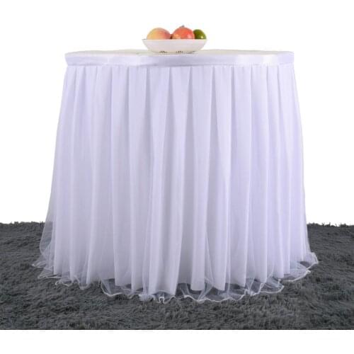 Party Soft Table Skirt Pleated Table Cloth Birthday Table Decor Supplies