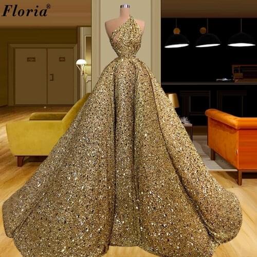 Gorgeous Gold Crystals Evening Dresses Long Halter Elegant Celebrity Dresses вечернее платье Wedding Party Abiti Da Cerimonia