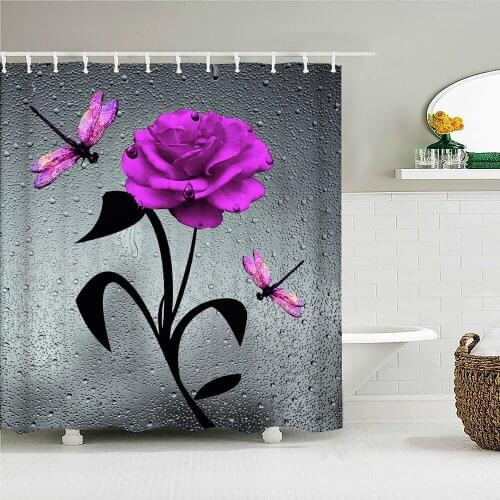 Waterproof Shower Curtains for Bathroom Home Decor Polyester Fabric Bath Screen Colorful Love Rose Multi-size Shower Curtains