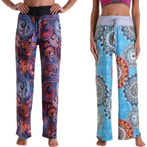 2021 Summer Casial Comfortable Long Thin Trousers Women Casual Printed Loose Wide Leg Palazzo Pants For Women