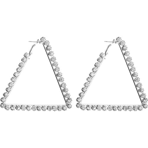 79mm Triangle Crystal Womens Earrings Office Career Rhinestone Zinc Alloy Trendy Simple Larger party Charm korean vintage