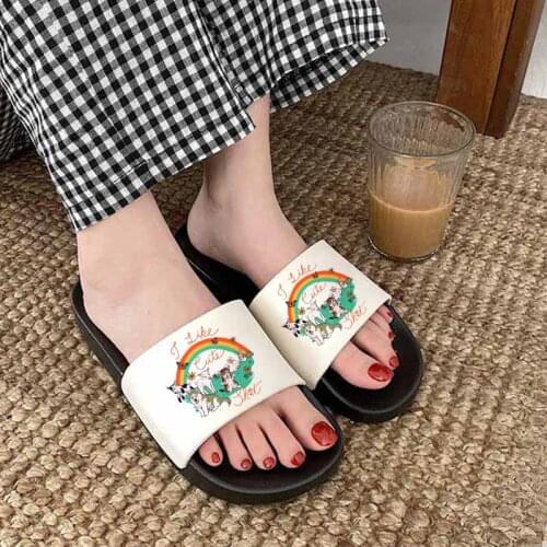 Rainbow Printed Lady Slipper 2021 New women shoes Casual Flat Shoes Harajuku slippers Summer sandals Slipper for woman mujer